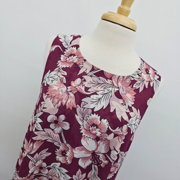 LOFT Outlet Women's Shift Dress XL Magenta Pink Floral Print Ruffle Knee-length - Picture 13 of 13
